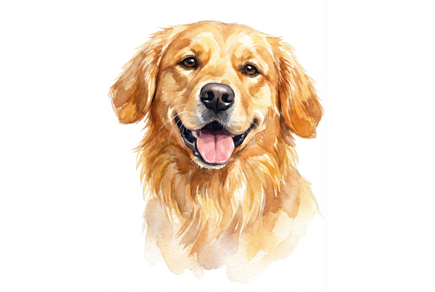 Golden retriever watercolor portrait